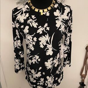 Floral Black and White Women's Top